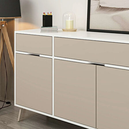 Elina Ayaklı Konsol - Beyaz/Kumtaşı