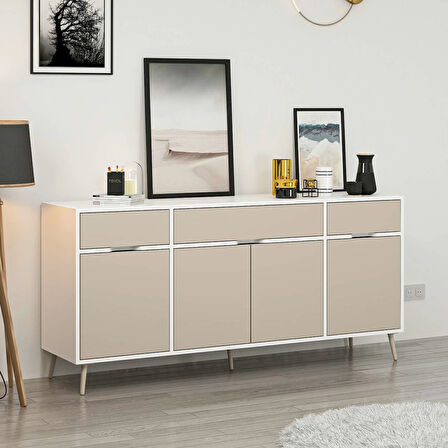 Elina Ayaklı Konsol - Beyaz/Kumtaşı