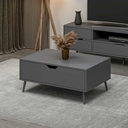 Elina Ayaklı Orta Sehpa - Antrasit/Antrasit