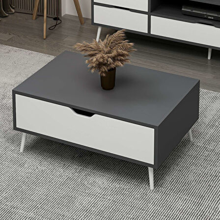 Elina Ayaklı Orta Sehpa - Antrasit/Beyaz