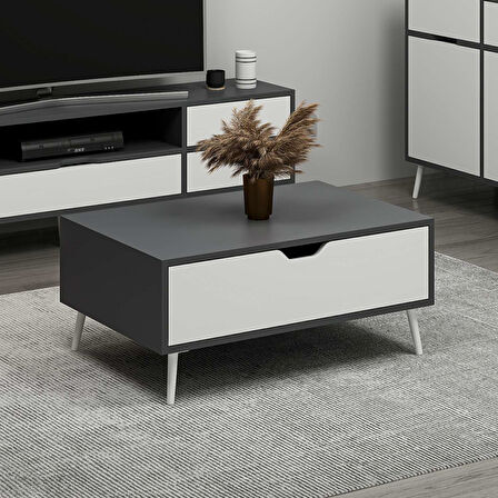 Elina Ayaklı Orta Sehpa - Antrasit/Beyaz