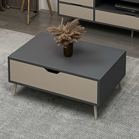 Elina Ayaklı Orta Sehpa - Antrasit/Kumtaşı