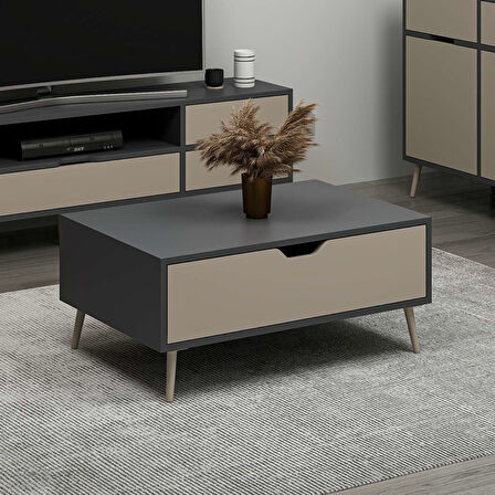 Elina Ayaklı Orta Sehpa - Antrasit/Kumtaşı