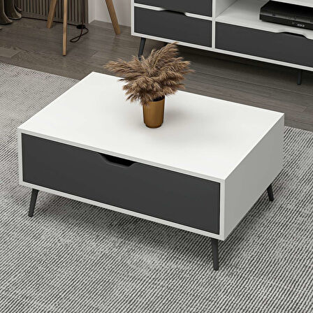 Elina Ayaklı Orta Sehpa - Beyaz/Antrasit