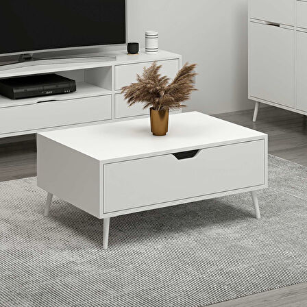 Elina Ayaklı Orta Sehpa - Beyaz/Beyaz