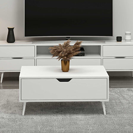 Elina Ayaklı Orta Sehpa - Beyaz/Beyaz