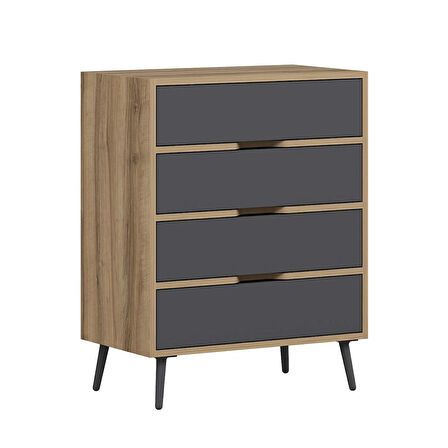Elina Ayaklı 4 Çekmeceli Şifonyer - Dore/Antrasit