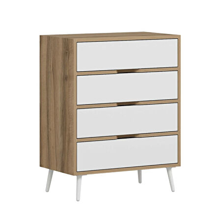 Elina Ayaklı 4 Çekmeceli Şifonyer - Dore/Beyaz