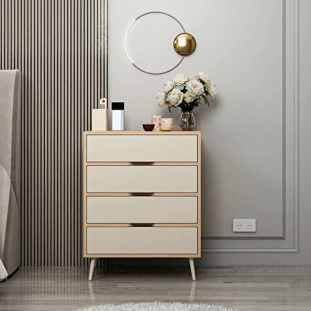 Elina Ayaklı 4 Çekmeceli Şifonyer - Dore/Kumtaşı