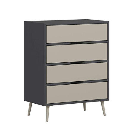 Elina Ayaklı 4 Çekmeceli Şifonyer - Antrasit/Kumtaşı