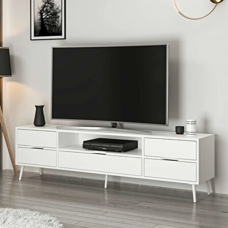 Elina Ayaklı Tv Ünitesi - Beyaz/Beyaz