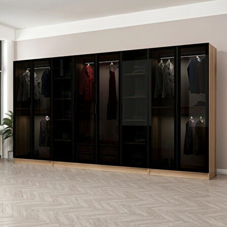 Kale 8 Füme Cam Kapaklı 2Ç Dolap Dore Füme Cam 190CM