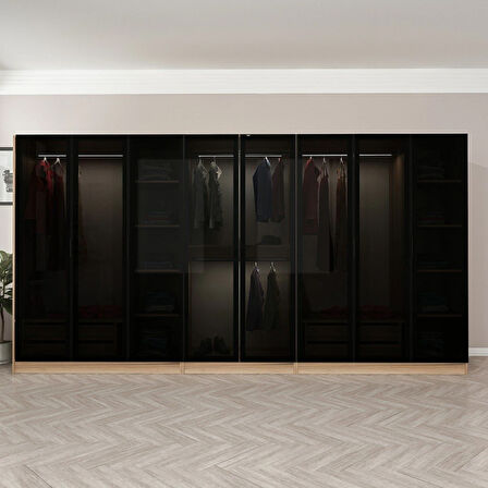 Kale 8 Füme Cam Kapaklı 4Ç Dolap Dore Füme Cam 190CM