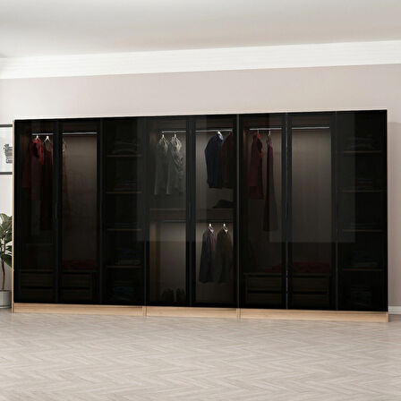 Kale 8 Füme Cam Kapaklı 4Ç Dolap Dore Füme Cam 190CM