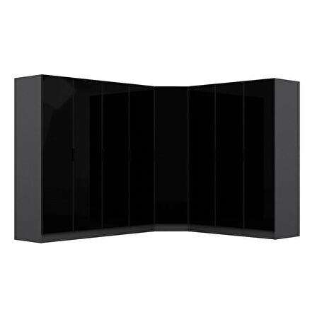 Kale 8 Füme Cam Kapaklı 4Ç Köşe Dolap Antrasit Füme Cam 190CM