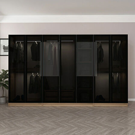 Kale 7 Füme Cam Kapaklı 2Ç Dolap Dore Füme Cam 190CM