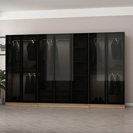 Kale 7 Füme Cam Kapaklı 2Ç Dolap Dore Füme Cam 190CM