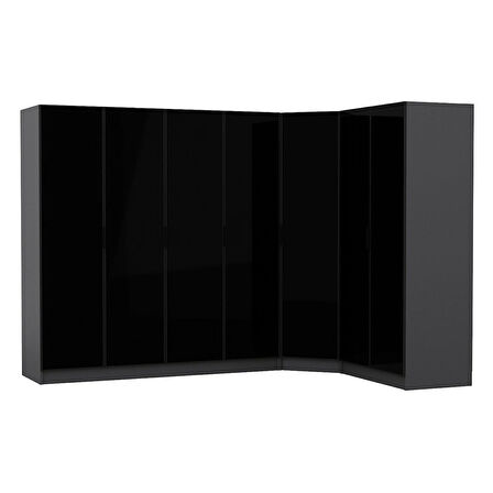 Kale 7 Füme Cam Kapaklı 2Ç Köşe Dolap Antrasit Füme Cam 190CM