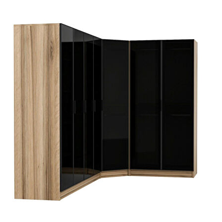 Kale 7 Füme Cam Kapaklı 2Ç Köşe Dolap Dore Füme Cam 190CM