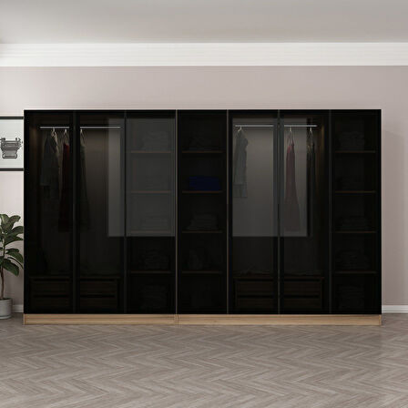 Kale 7 Füme Cam Kapaklı 4Ç Dolap Dore Füme Cam 190CM