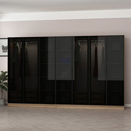 Kale 7 Füme Cam Kapaklı 4Ç Dolap Dore Füme Cam 190CM