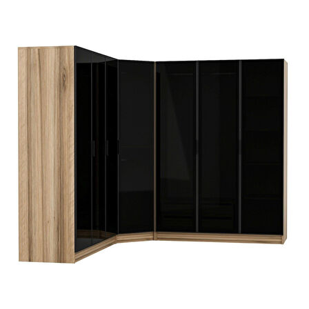 Kale 7 Füme Cam Kapaklı 4Ç Köşe Dolap Dore Füme Cam 190CM