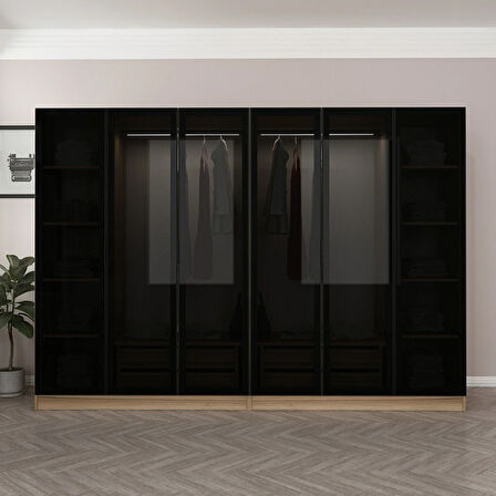 Kale 6 Füme Cam Kapaklı 4Ç Dolap Dore Füme Cam 190CM