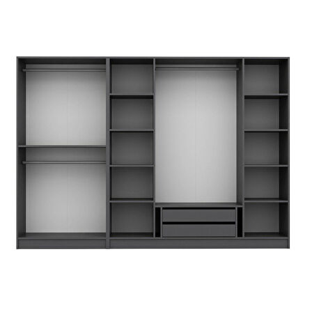 Kale Plus 6 Mebran Kapaklı 2Ç Dolap Antrasit Mebran Füme Cam 190CM