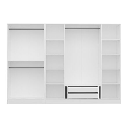 Kale Plus 6 Mebran Kapaklı 2Ç Dolap Beyaz Mebran Füme Cam 190CM