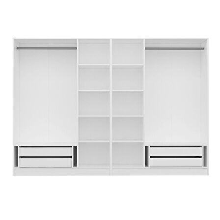 Kale Plus 6 Mebran Kapaklı 4Ç Dolap Beyaz Mebran Füme Cam 190CM