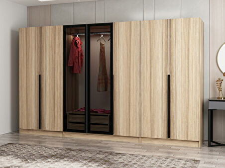 Kale Plus 7 Kapaklı 2Ç Dolap Dore Plus Dore Füme Cam 190CM