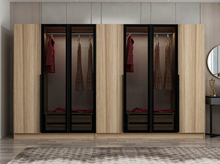 Kale Plus 7 Kapaklı 4Ç Dolap Dore Plus Dore Füme Cam 190CM