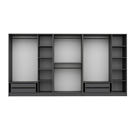 Kale Plus 8 Mebran Kapaklı 4Ç Dolap Antrasit Mebran 190CM