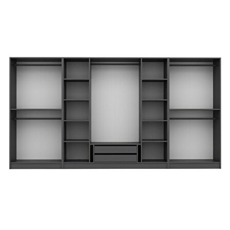 Kale Plus 8 Mebran Kapaklı 2Ç Dolap Antrasit Mebran Füme Cam 190CM