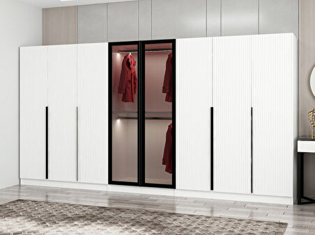 Kale Plus 8 Mebran Kapaklı 4Ç Dolap Beyaz Mebran Füme Cam 190CM