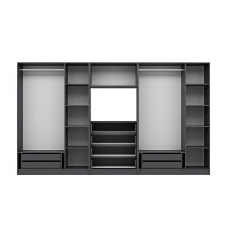 Kale 6 Kapaklı 8 Çekmeceli Tv Modüllü Dolap Antrasit 190CM