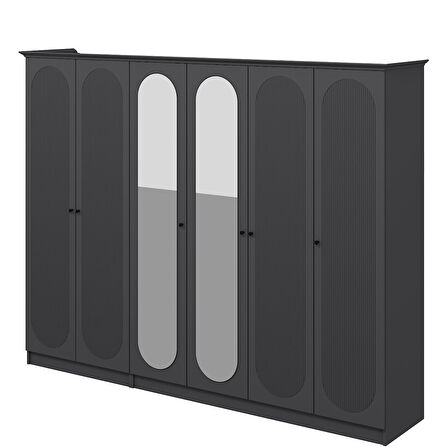 Kale 6 Kapak 2A 2Ç Dolap Antrasit - Mebran Defne Ayna Antr 190CM