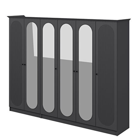 Kale 6 Kapak 4A 2Ç Dolap Antrasit - Mebran Defne Ayna Antr 190CM