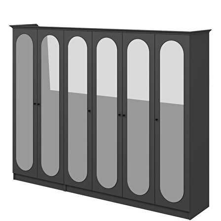 Kale 6 Kapak 6A 2Ç Dolap Antrasit - Mebran Defne Ayna Antr 190CM