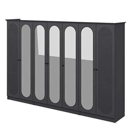 Kale 7 Kapak 5A 2Ç Dolap Antrasit - Mebran Defne Ayna Antr 190CM