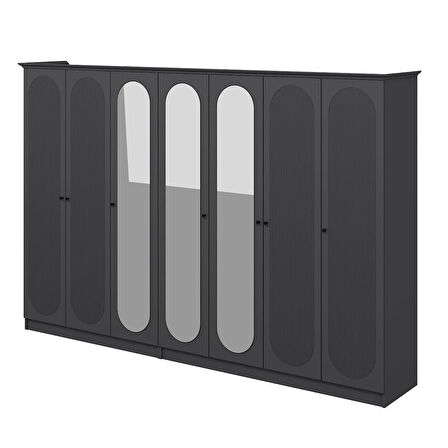 Kale 7 Kapak 3A 4Ç Dolap Antrasit - Mebran Defne Ayna Antr 190CM