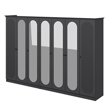 Kale 7 Kapak 5A 4Ç Dolap Antrasit - Mebran Defne Ayna Antr 190CM