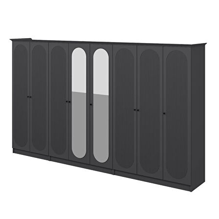 Kale 8 Kapak 2A 4Ç Dolap Antrasit - Mebran Defne Ayna Antr 190CM