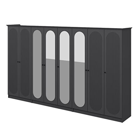 Kale 8 Kapak 4A 4Ç Dolap Antrasit - Mebran Defne Ayna Antr 190CM