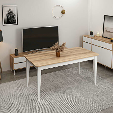 Elina Açılır Yemek Masası - Dore/Beyaz