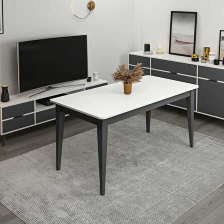 Elina Açılır Yemek Masası - Beyaz/Antrasit