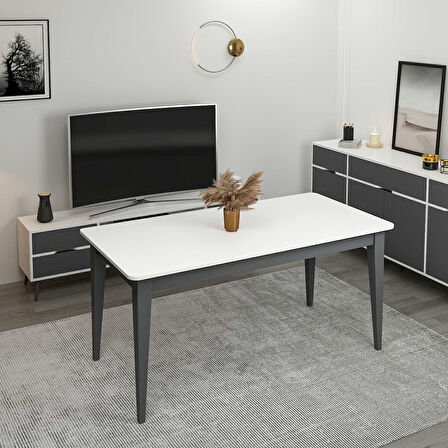 Elina Açılır Yemek Masası - Beyaz/Antrasit