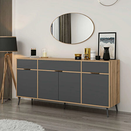 Elina Ayaklı Konsol Aynalı - Dore/Antrasit