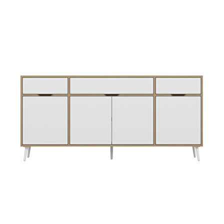 Elina Ayaklı Konsol Aynalı - Dore/Beyaz