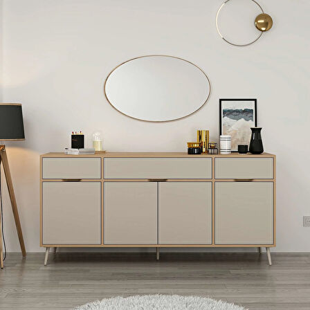 Elina Ayaklı Konsol Aynalı - Dore/Kumtaşı